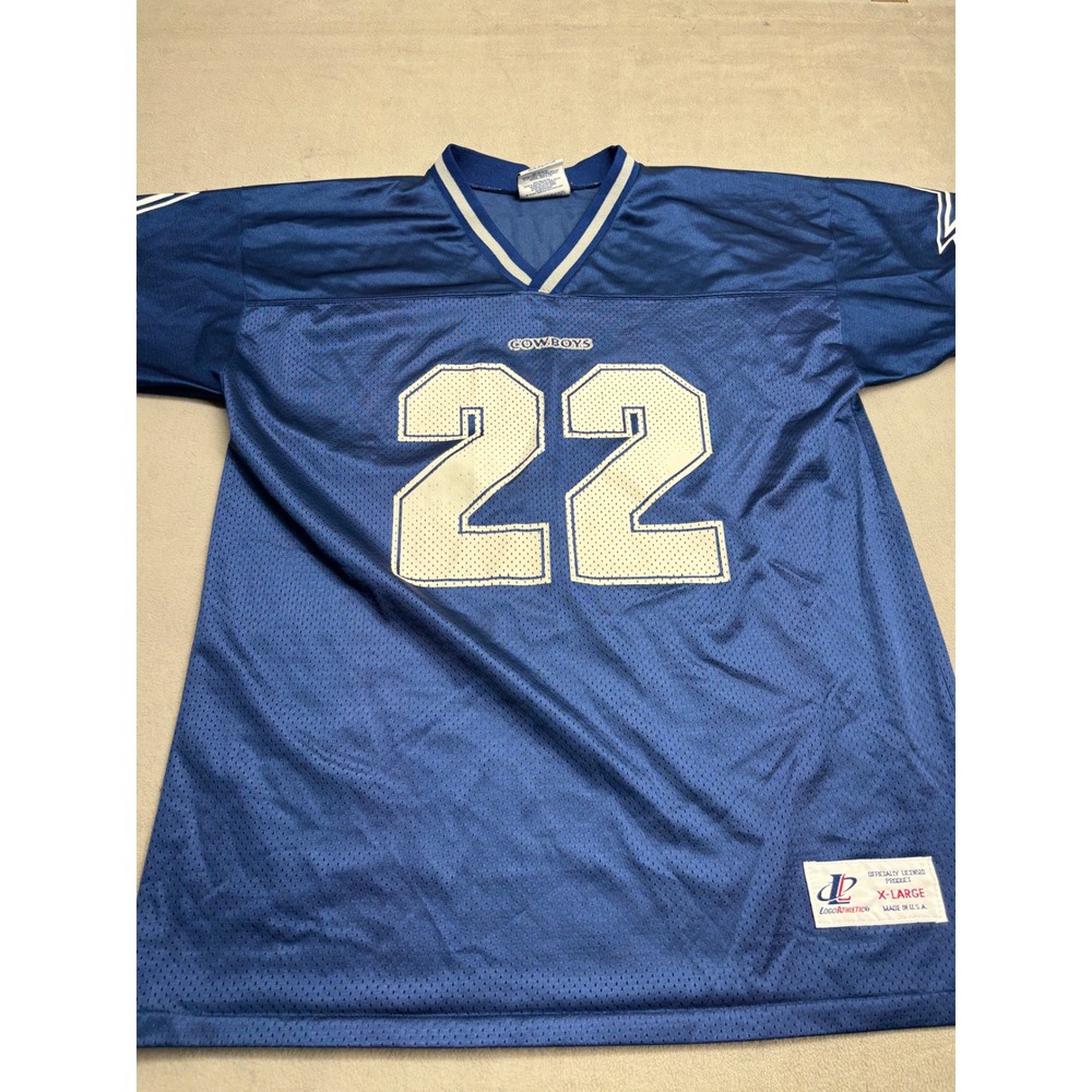 Vintage Dallas Cowboys Emmitt Smith 22 Jersey Youth XL Blue 90s Logo Athletic